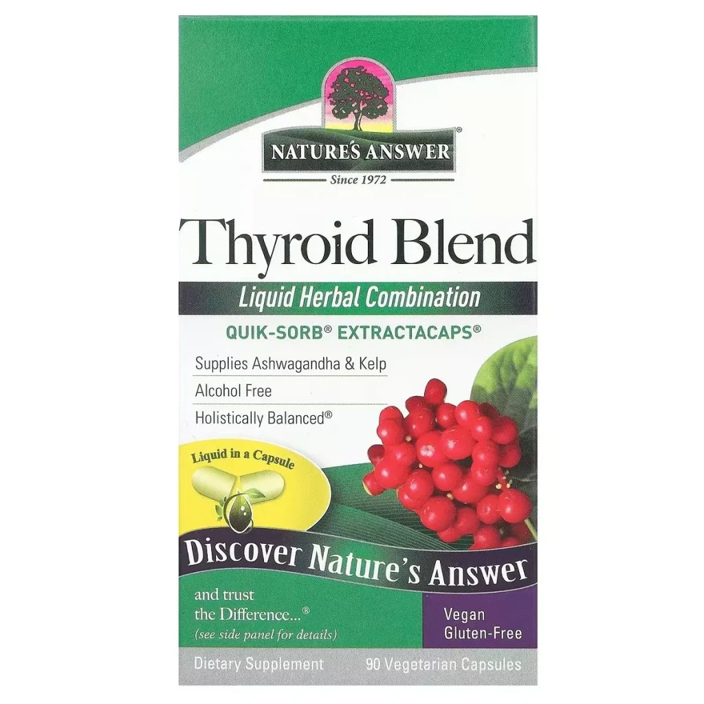 Вітамінно-мінеральний комплекс Nature's Answer Суміш для щитовидної залози, Thyroid Blend, 90 вегетаріанських (NTA-26592) - зображення 2
