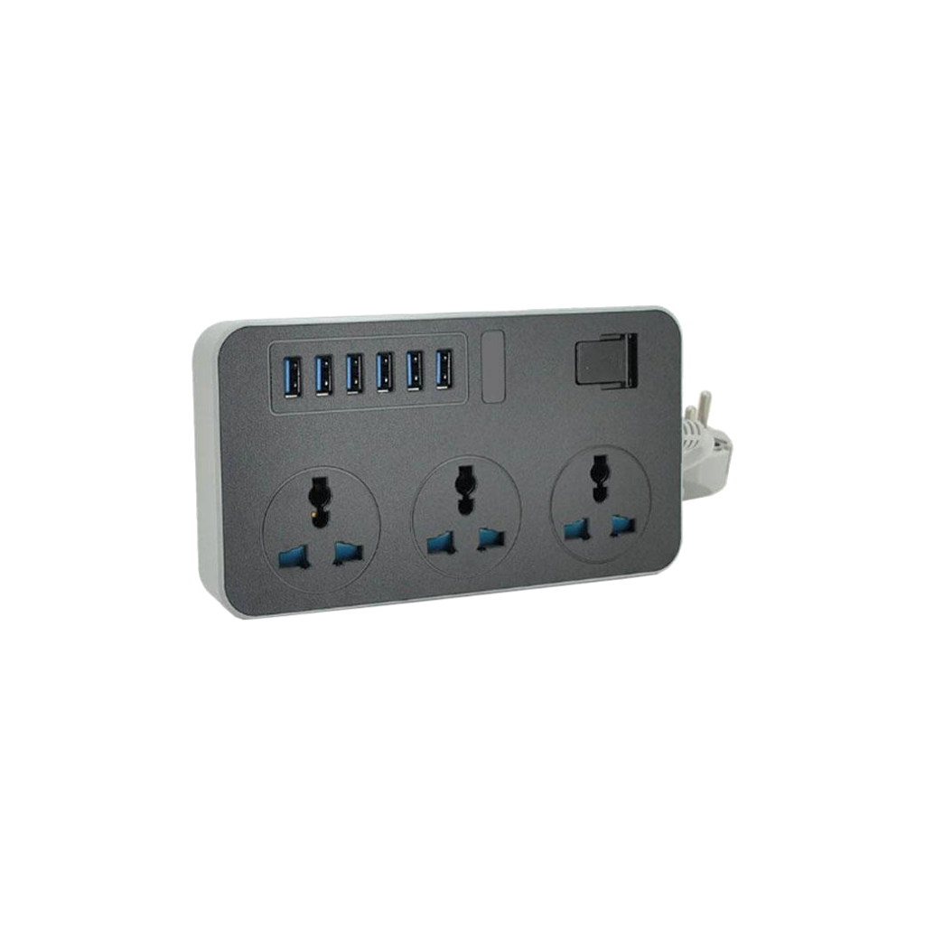 Мережевий фільтр живлення Voltronic TВ-Т09, 3роз, 6*USB Black (ТВ-Т09-Black) - зображення 1