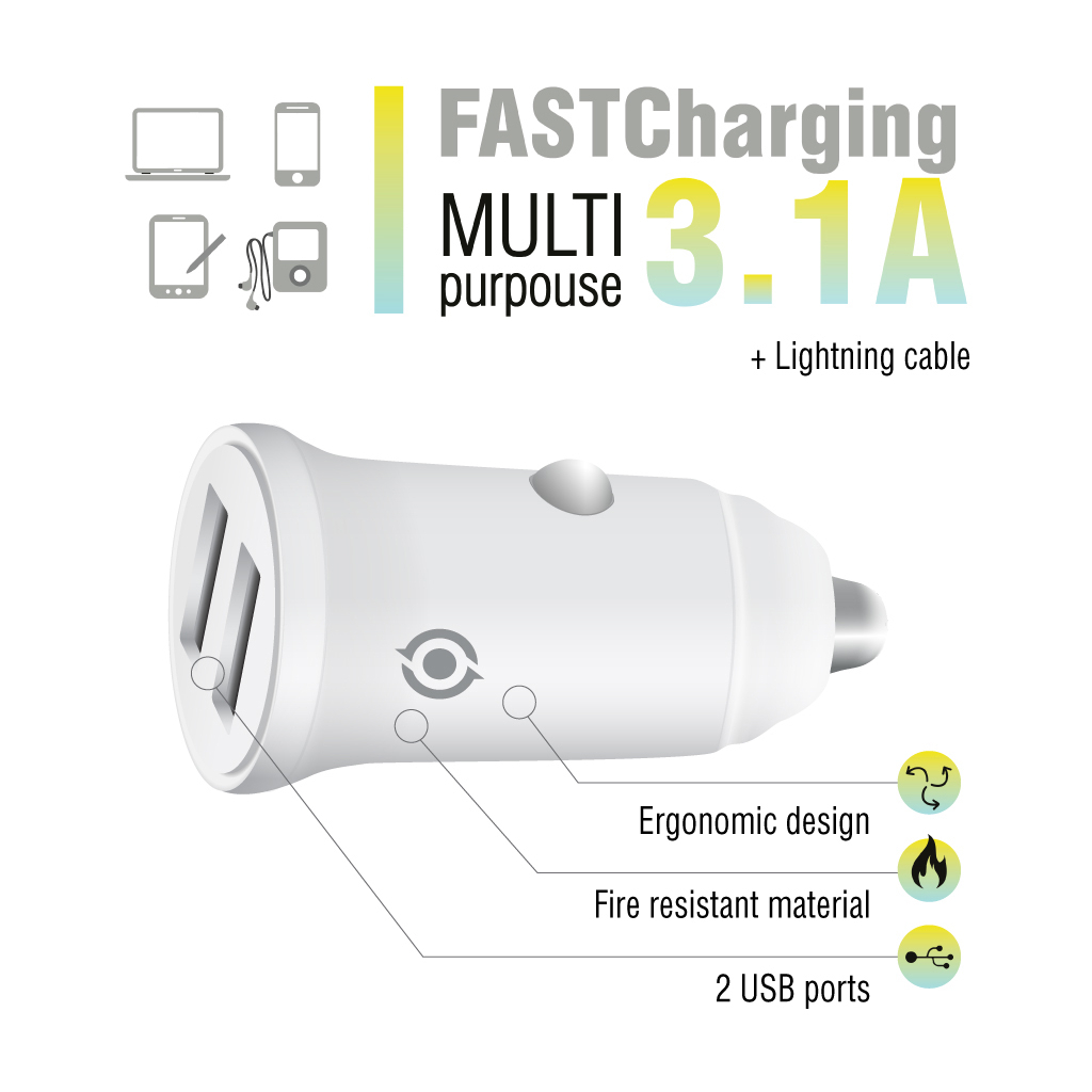 Зарядний пристрій Piko CC-312 (2USB3,1A) + Lightning cable (1283126538810) - зображення 3