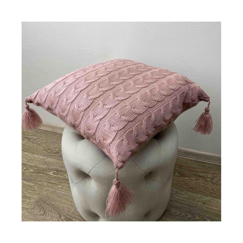 Наволочка Прованс декоративна в'язана Глорiя коси Попiл троянди 45х45 (022012) - зображення 2