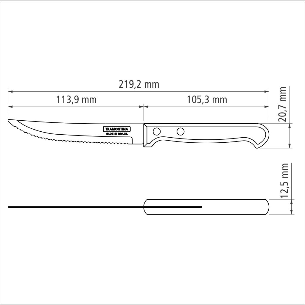 Кухонний ніж Tramontina Polywood Steak 127 мм Червоне Дерево (21122/175) - зображення 4