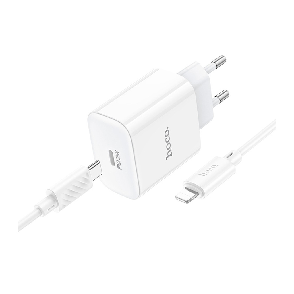 Зарядний пристрій HOCO C76A Pro Majestic USB-C PD30W + cable USB-C to Lightning White (6942007616317) - зображення 3