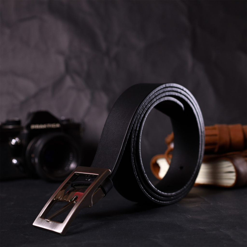 Ремінь Grande Pelle Шкіряний брючний з квадратною пряжкою Чорний (11678) - зображення 6