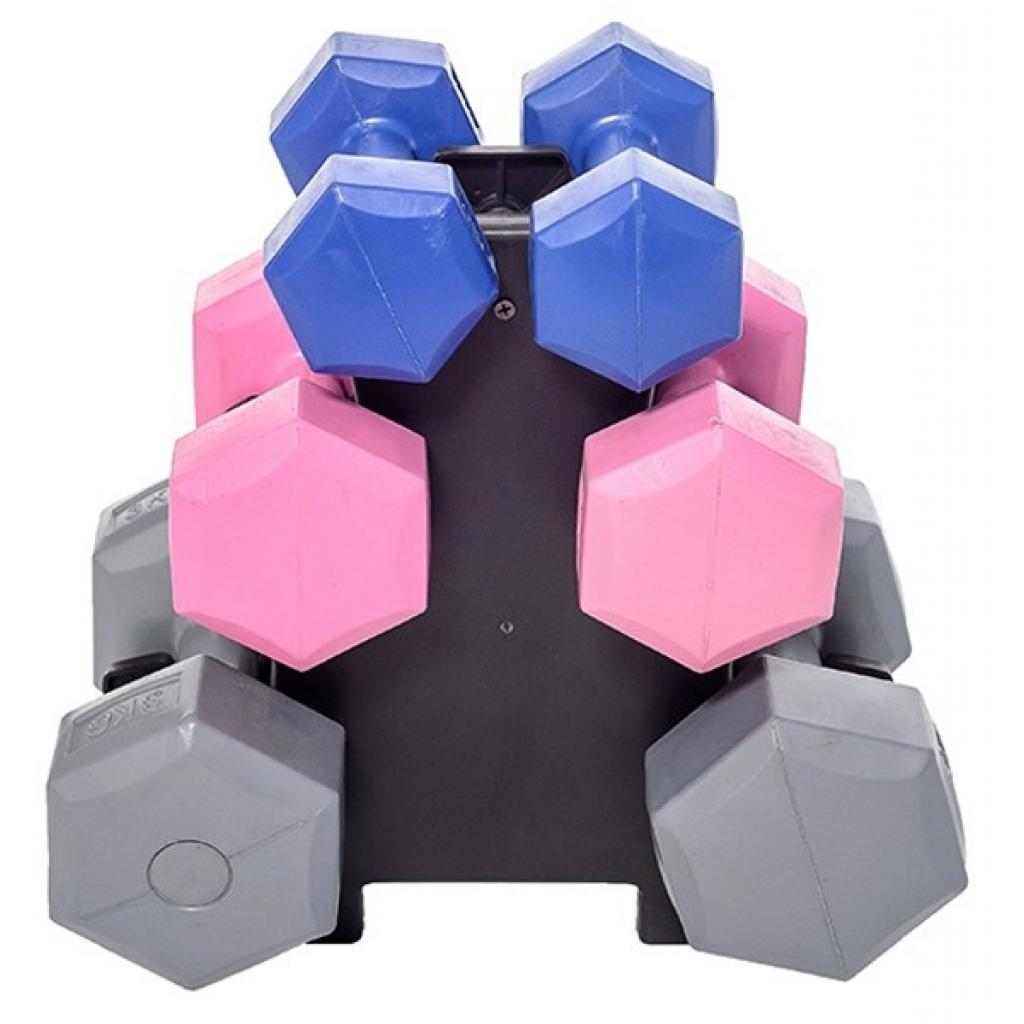 Гантельний набір HouseFit у пластику 12кг зі стійкою (DR102-1) - зображення 2