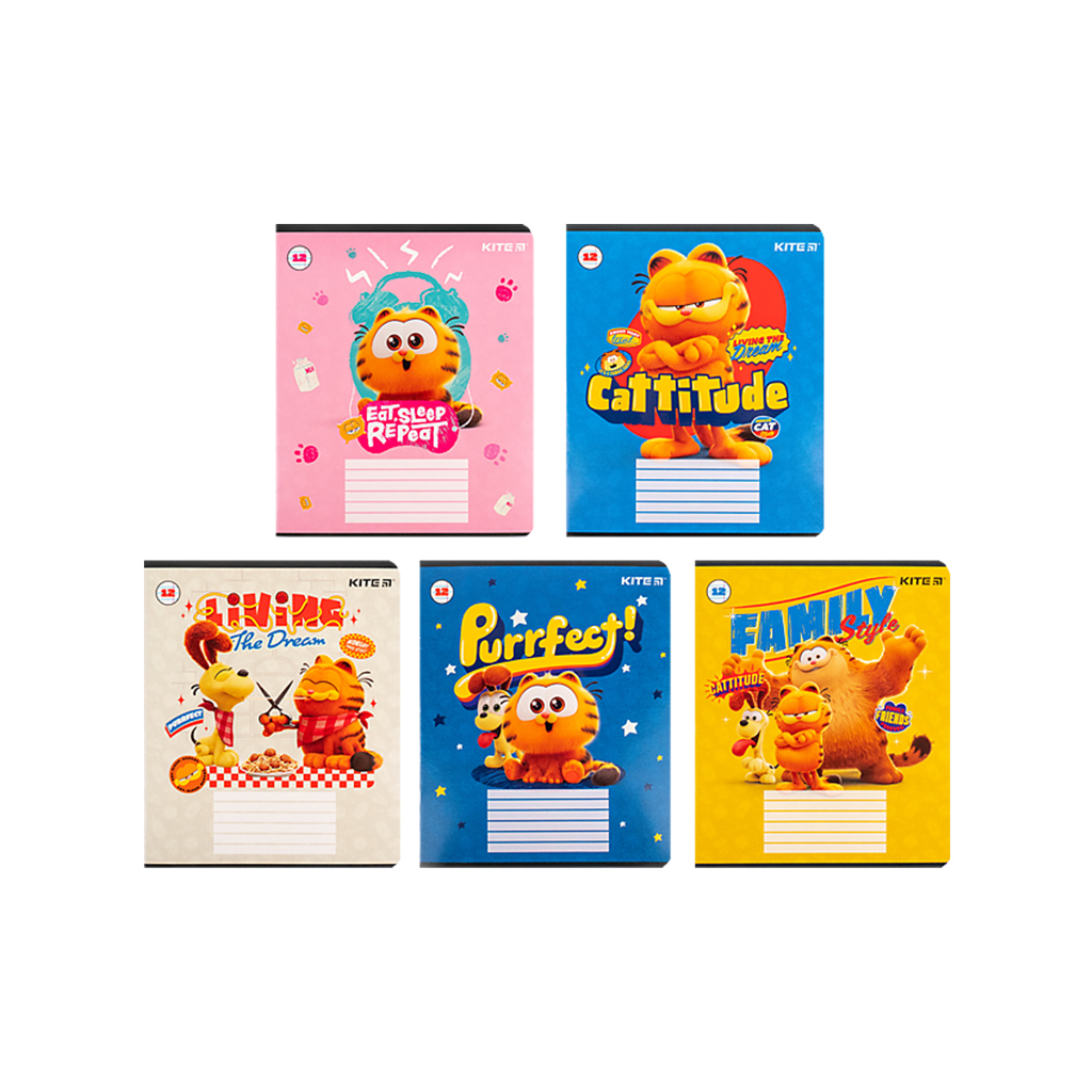 Зошит Kite Garfield, 12 аркушів, лінія (GF24-234) - зображення 1
