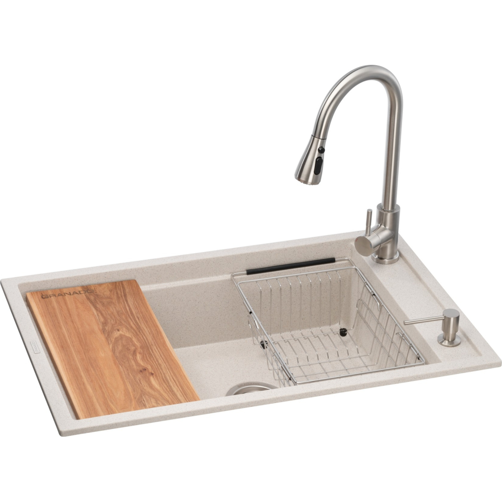 Мийка кухонна GRANADO Basic Estella terra (+ змішувач Campo LUX inox + дозатор Redondo inox + кошик + (ksg0103) - зображення 1