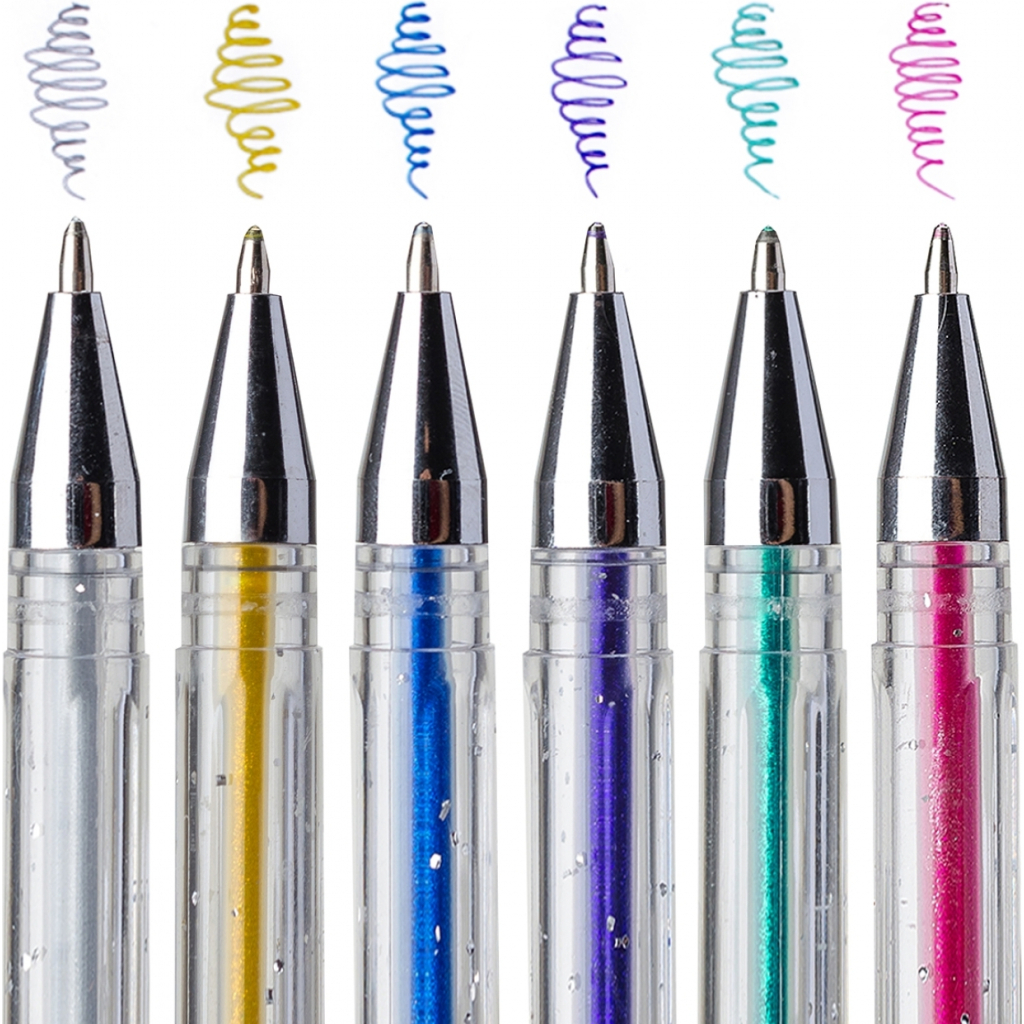 Ручка гелева Yes Glitter набір 6 шт (411702) - зображення 2