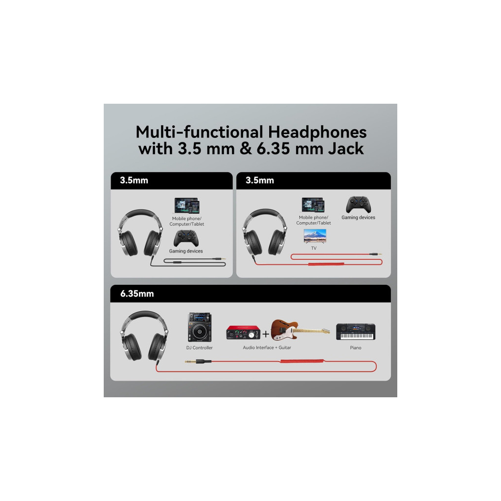 Навушники OneOdio Pro 10 3,5мм/6,35мм Black (Pro 10 Black) - зображення 5