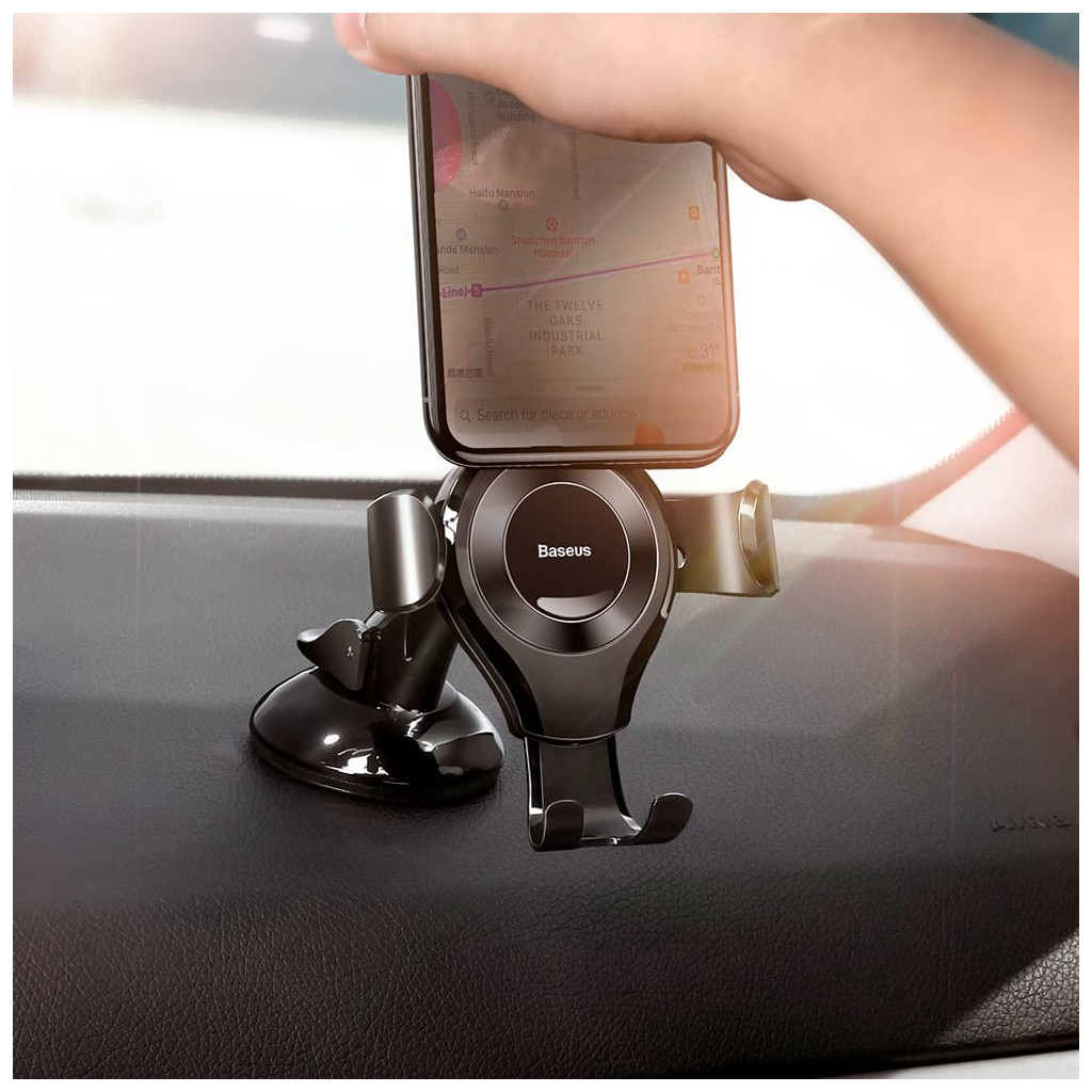 Універсальний автотримач Baseus Osculum Type Gravity Car Mount Black (SUYL-XP01) - зображення 7
