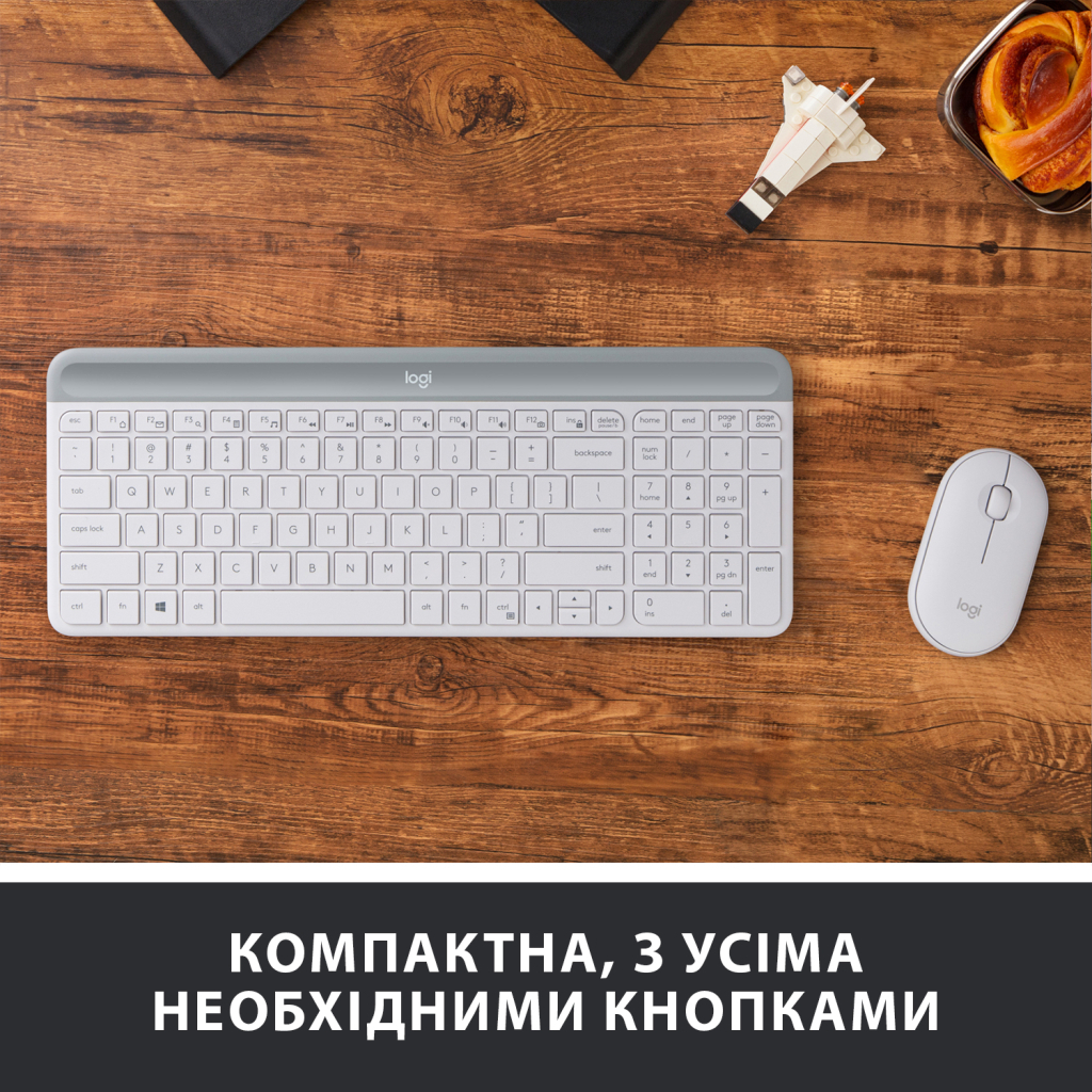 Комплект Logitech MK470 Slim Wireless UA Off-White (920-009205) - зображення 2