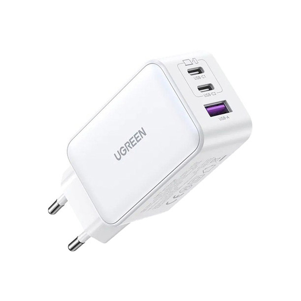 Зарядний пристрій Ugreen USB-A+2*USB-C 65W GaN Tech Fast White (CD224/15334) - зображення 1