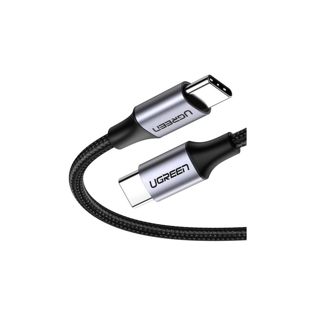 Дата кабель USB-C to USB-C 1.0m US261 3A Alum. Braid Gray\Black Ugreen (50150) - зображення 1