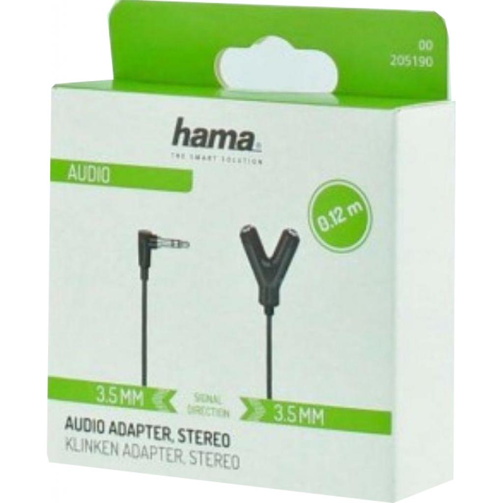 Кабель мультимедійний 3.5 mm Jack - 2x3.5 mm Jack Stereo Black Hama (00205190) - зображення 2