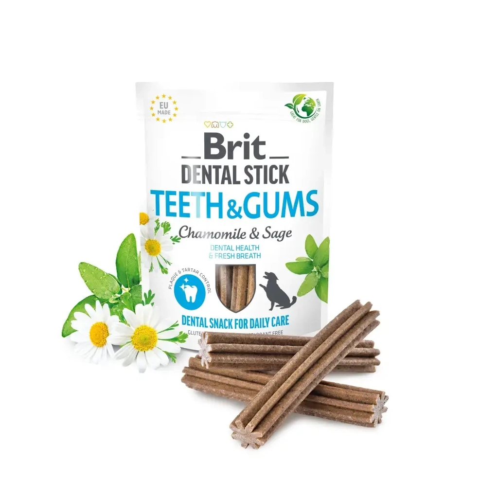 Ласощі для собак Brit Dental Stick Teeth&Gums ромашка і шавлія 251 г (8595602564354) - зображення 2