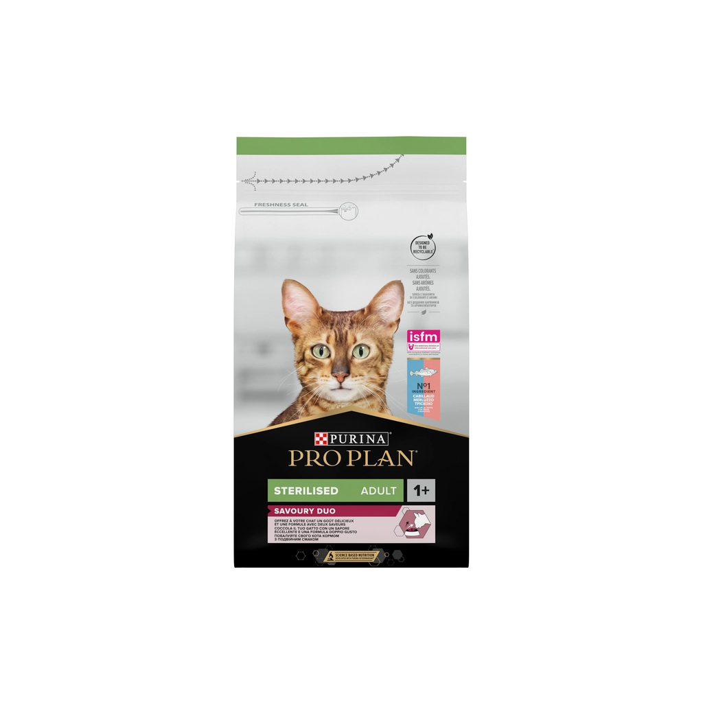 Сухий корм для кішок Purina Pro Plan Sterilised Adult 1+ Savoury Duo Після стерилізації З тріскою та фореллю 1.5 кг (7613036732413) - изображение 1