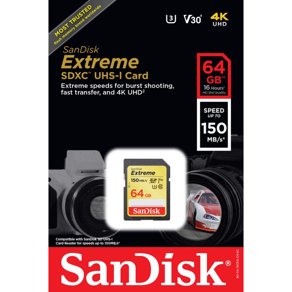 Карта пам'яті SanDisk 64GB SDXC class 10 UHS-I Extreme (SDSDXV6-064G-GNCIN) - зображення 4