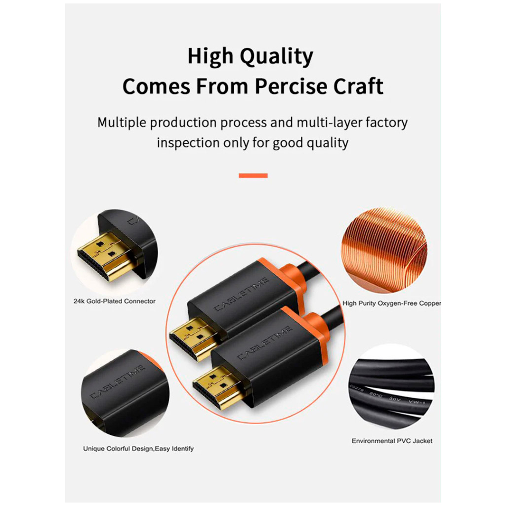 Кабель мультимедійний HDMI M to HDMI M 1.0m V2.0 4K60Hz Cabletime (CA915293) - зображення 5