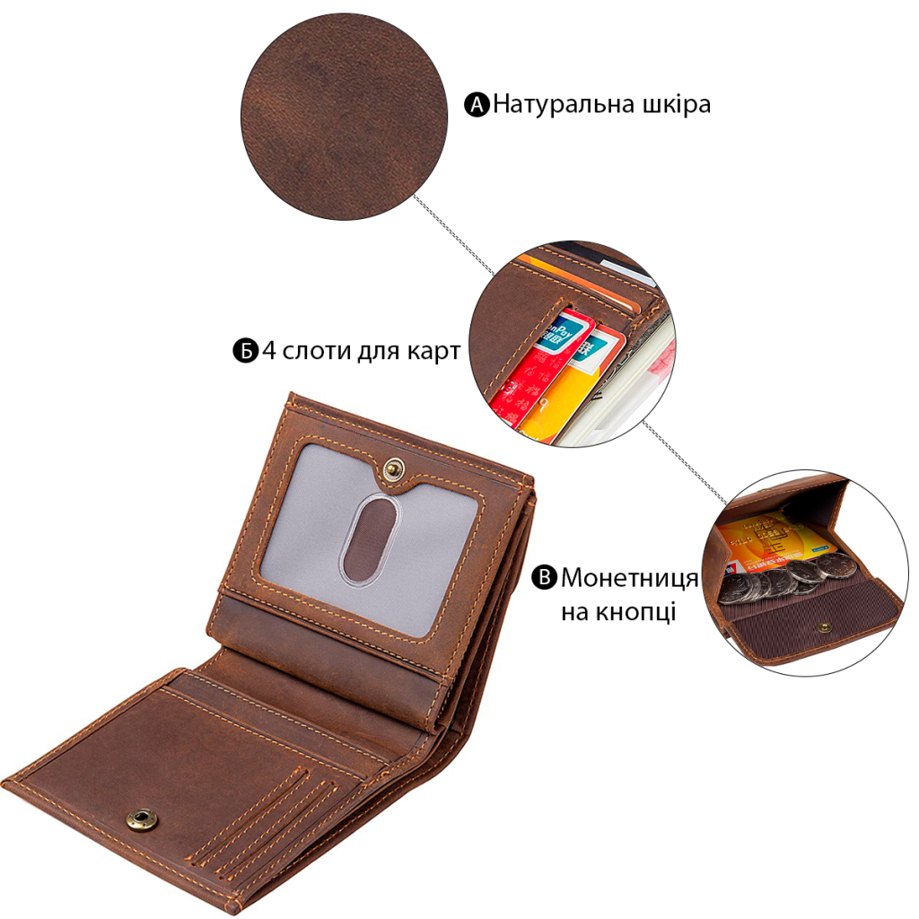 Гаманець Vintage Коричневий (14478) - зображення 4