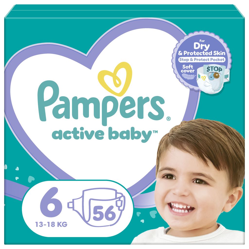 Підгузки Pampers Active Baby Giant Розмір 6 (13-18 кг) 56 шт (8001090950130) - зображення 1