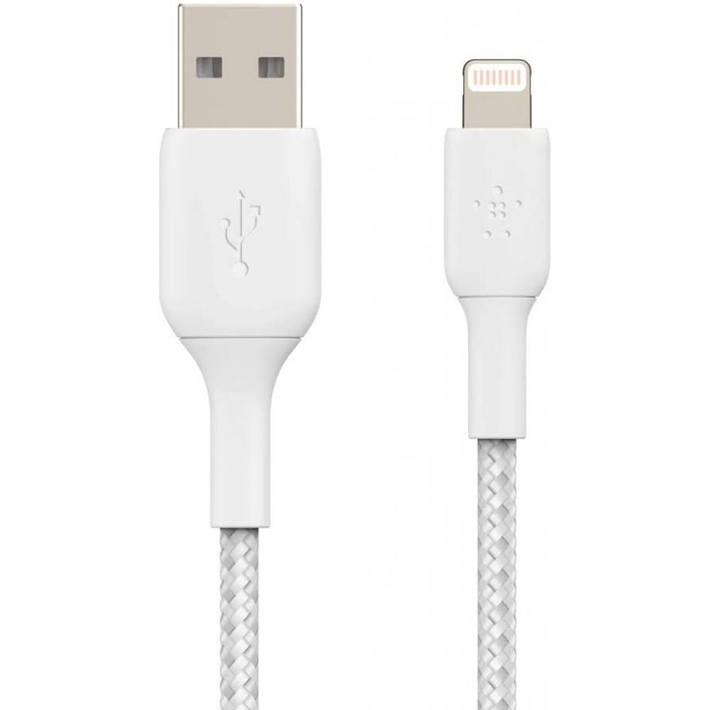 Дата кабель USB 2.0 AM to Lightning 2.0m BRAIDED white Belkin (CAA002BT2MWH) - зображення 2
