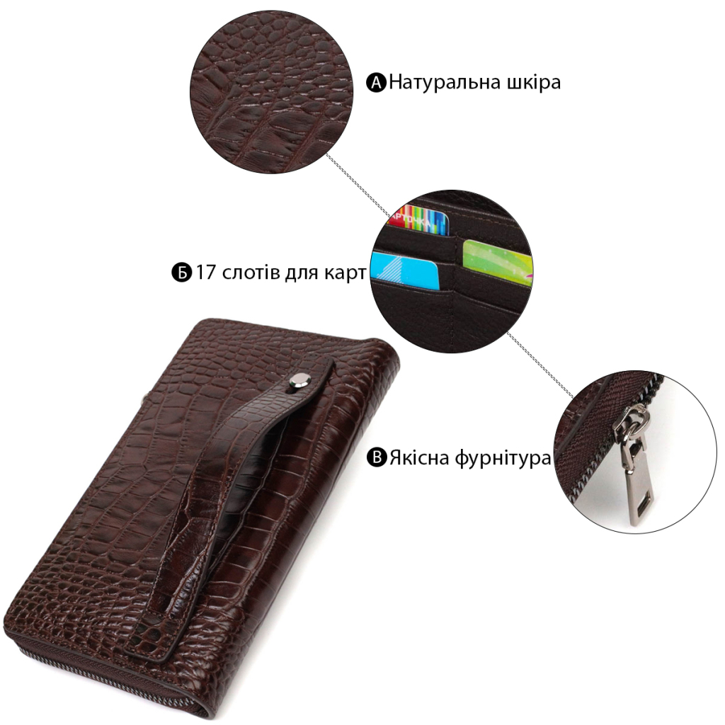 Гаманець Bond Accessories З одним відділенням з натуральної шкіри Коричнева (22028) - зображення 4