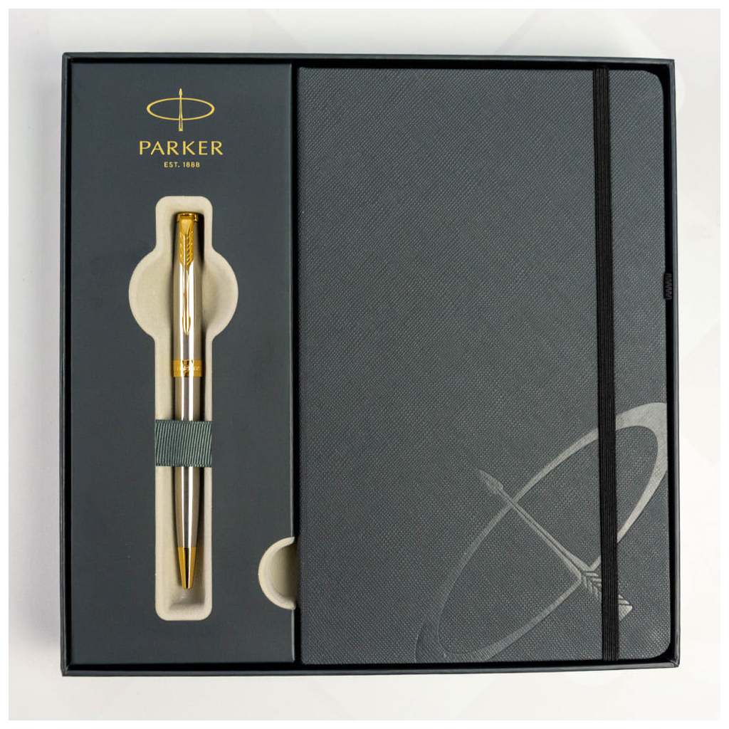 Ручка кулькова Parker SONNET 17 Stainless Steel GT BP + блокнот Parker + подар.упак. GIFT24 (84 132b24) - изображение 4