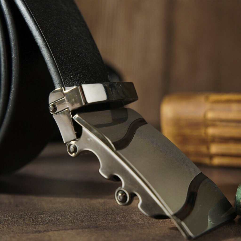 Ремінь Vintage Чоловічий з пряжкою хвиля Чорний (20250) - зображення 6