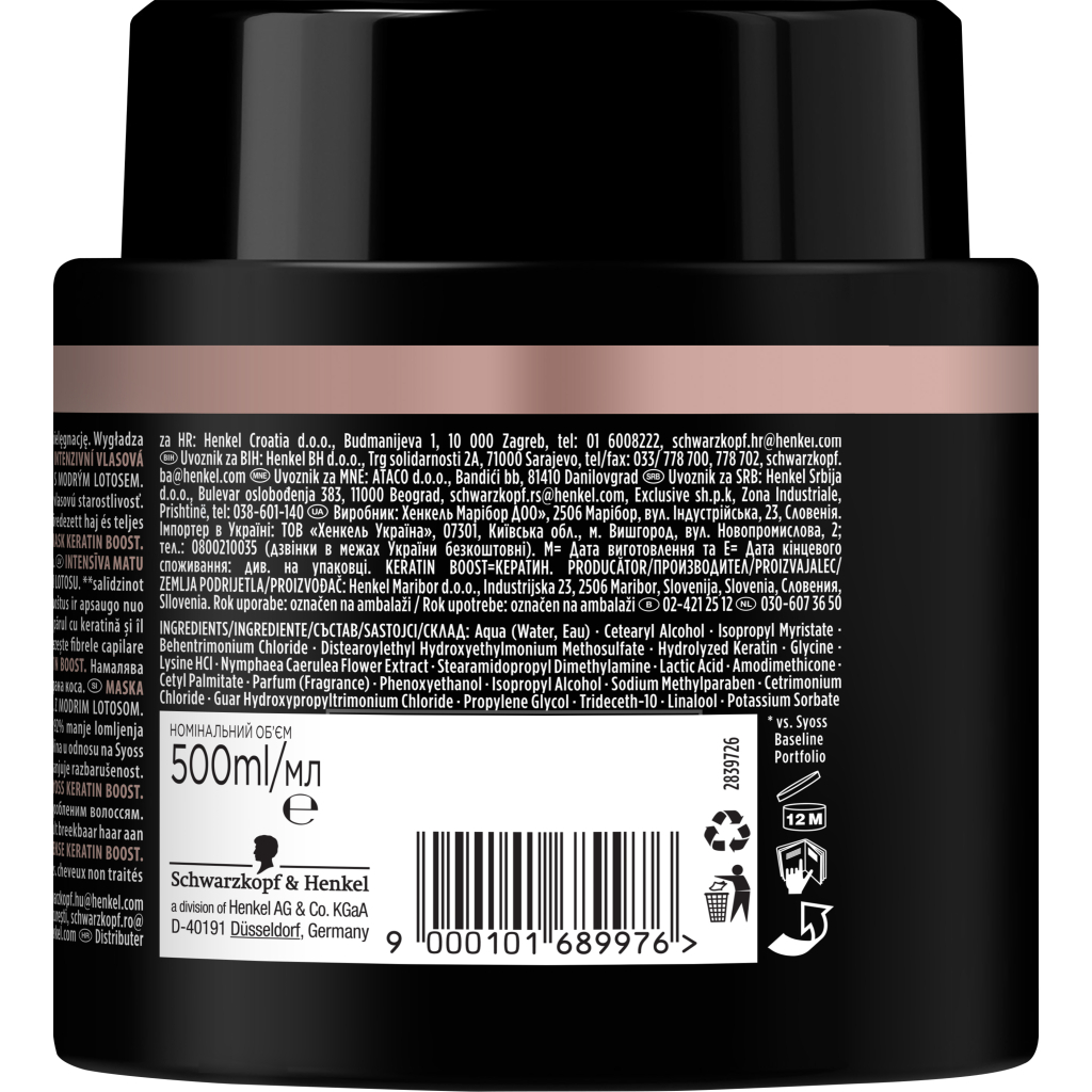 Маска для волосся Syoss Keratin Boost Інтенсивна для ламкого волосся 500 мл (9000101689976) - зображення 7