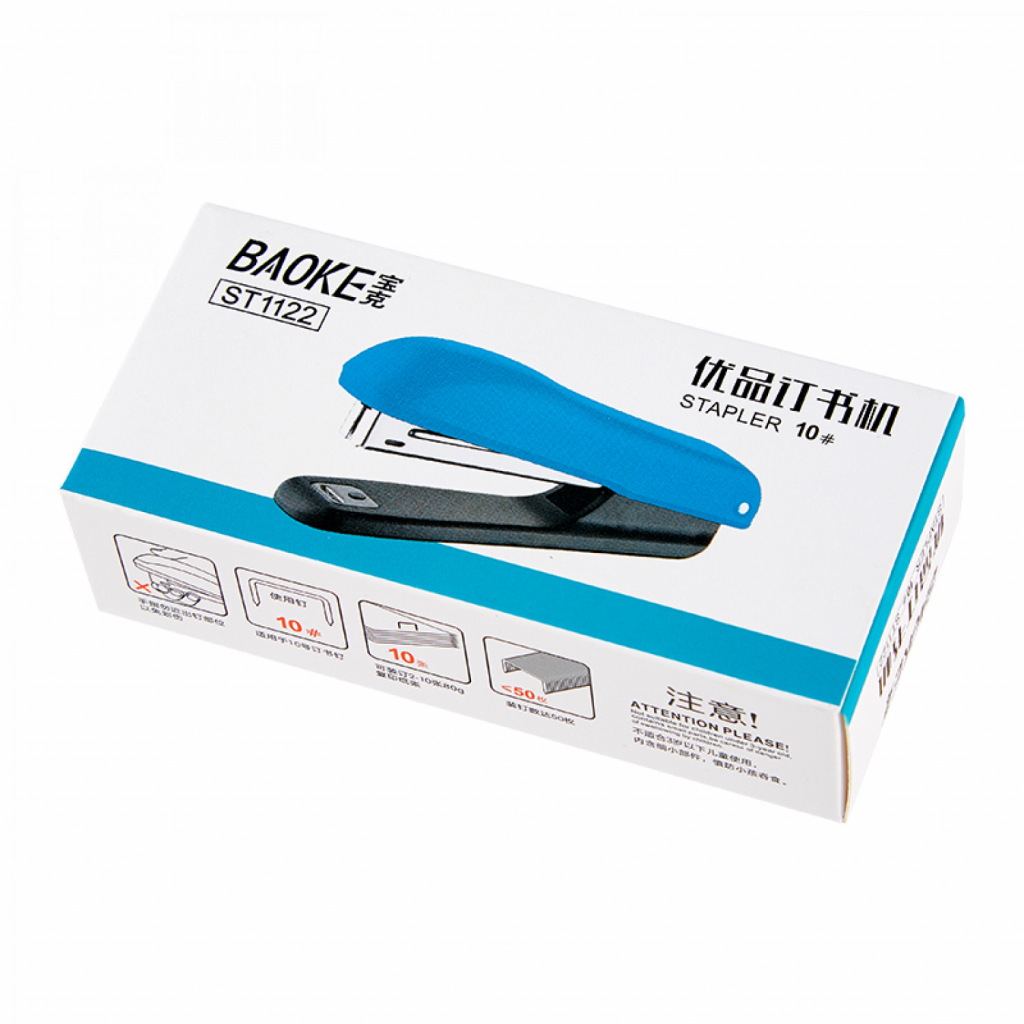 Степлер Baoke пластиковий, 10 аркушів, скоби №10, асорті (STAP-BAO-ST1122) - зображення 4