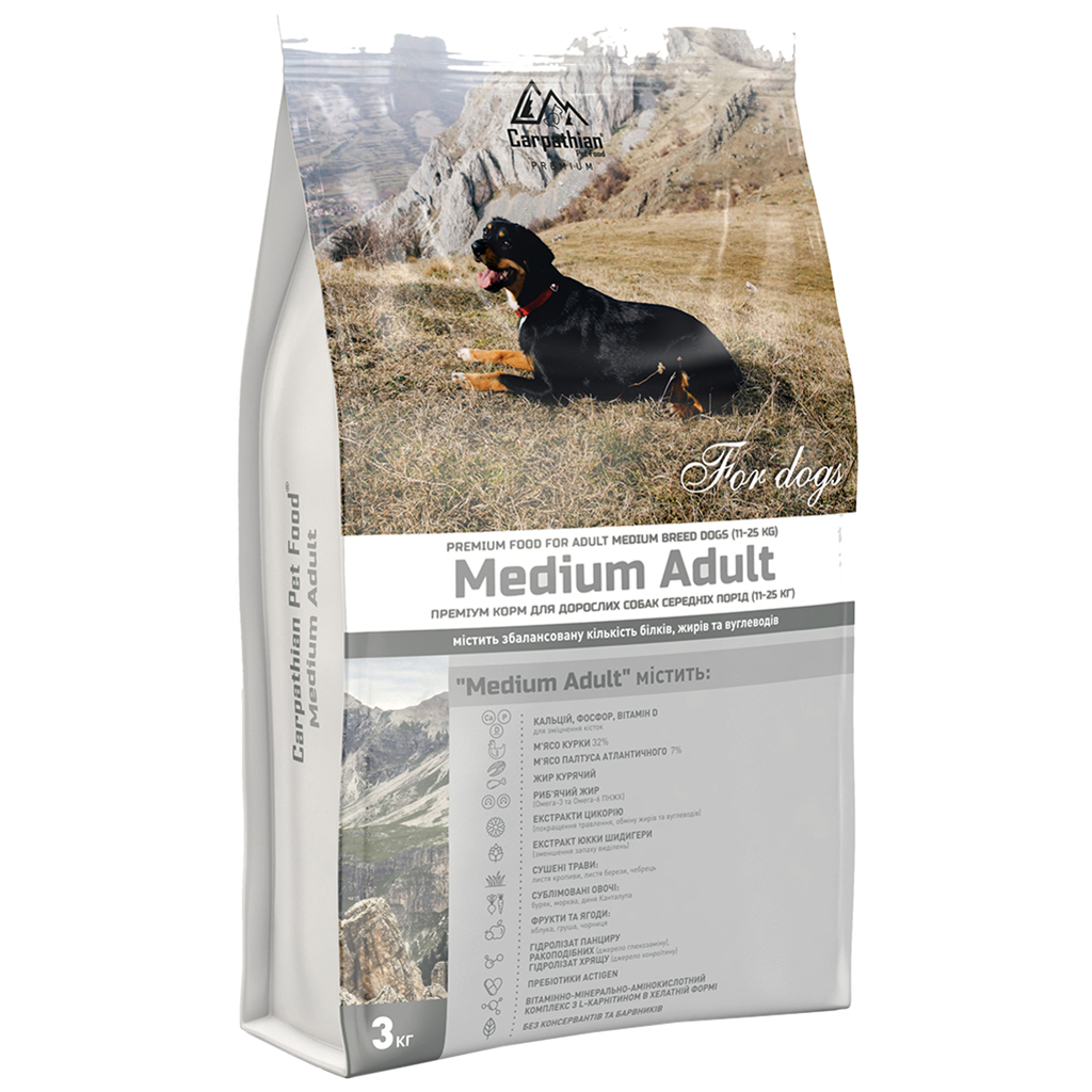 Сухий корм для собак Carpathian Pet Food Medium Adult 3 кг (4820111140848) - зображення 1