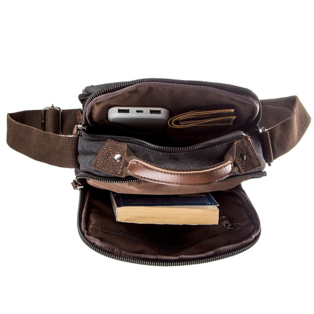 Сумка Vintage Текстильна чоловіча на два відділення Чорна (20199) - зображення 7