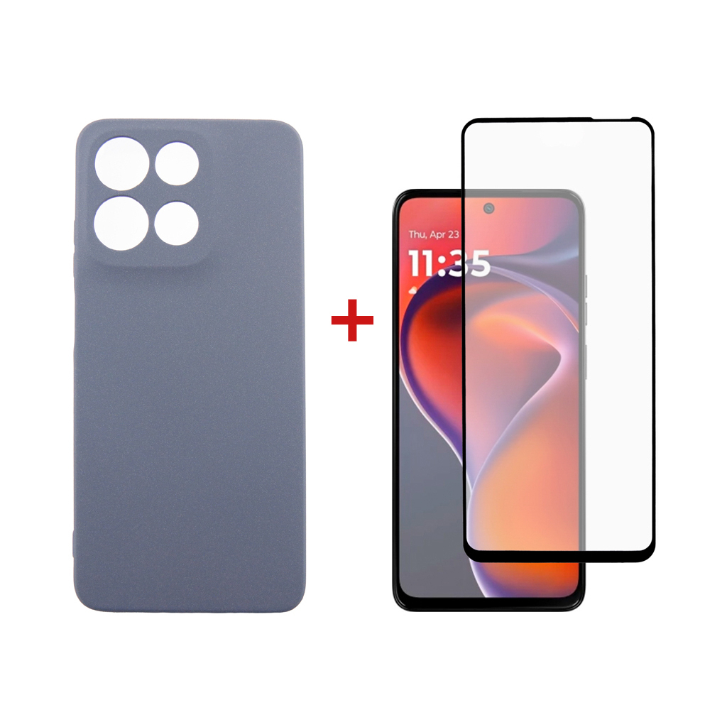 Чохол до мобільного телефона Dengos Motorola G15/G15 Power Carbon + glass (Grey) (DG-KM-147) - зображення 1