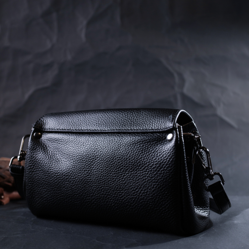 Сумка Vintage Жіноча шкіряна із трикутним клапаном Чорна (22254) - зображення 10