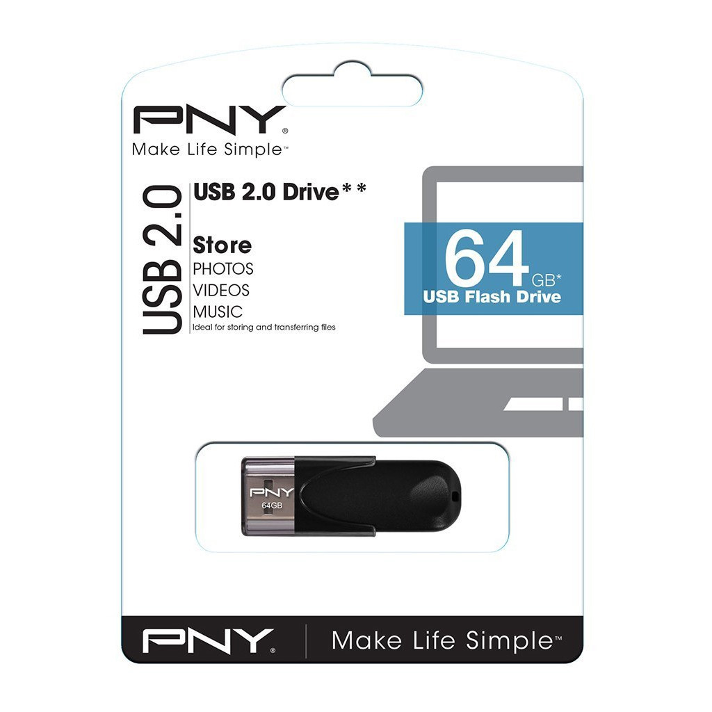 USB флеш накопичувач PNY flash 64GB Attache4 Black USB 2.0 (FD64GATT4-EF) - зображення 4