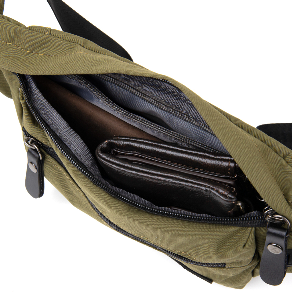 Сумка Vintage Бананка нейлон Зелена (20636) - зображення 5