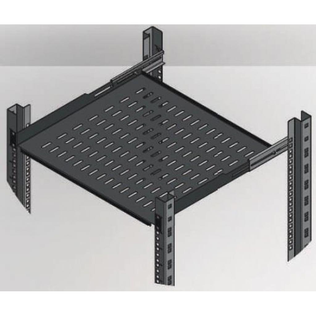 Полка 19" 1U глиб. 450-540мм, RAL 9005 Mirsan (MR.HRM1U45.01) - зображення 1