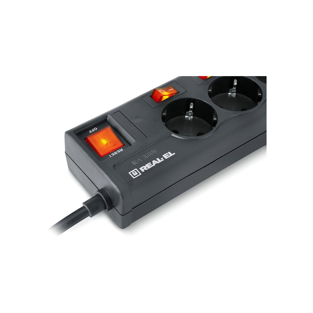 Мережевий фільтр живлення REAL-EL RS-6 EXTRA 5m, black (EL122300003) - зображення 4