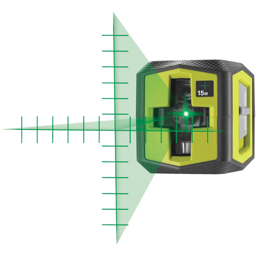 Лазерний нівелір Ryobi RBCLLG2 до 15м±0.5мм, перехресний зелений, 2хАА 0.4кг (5133005497) - изображение 1