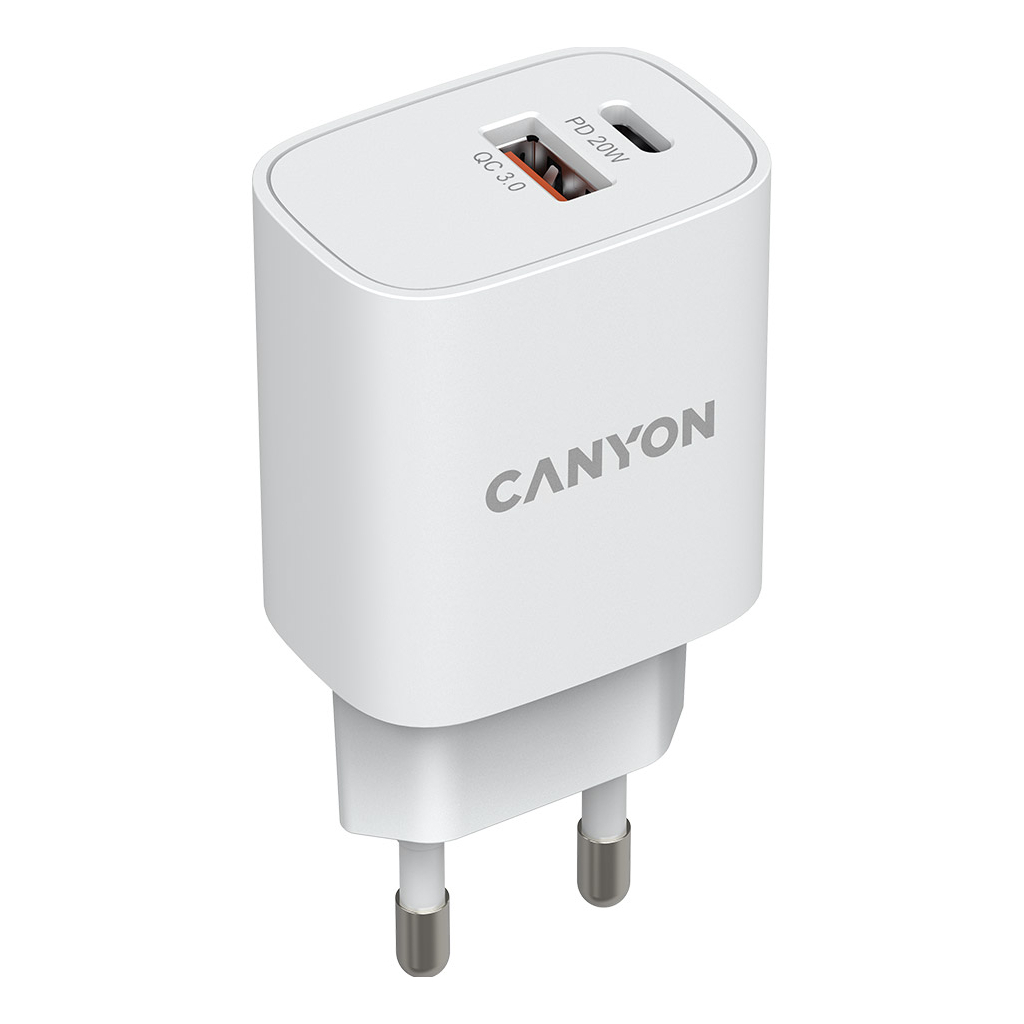 Зарядний пристрій Canyon PD 20W/QC3.0 18W (CNE-CHA20W04) - зображення 1