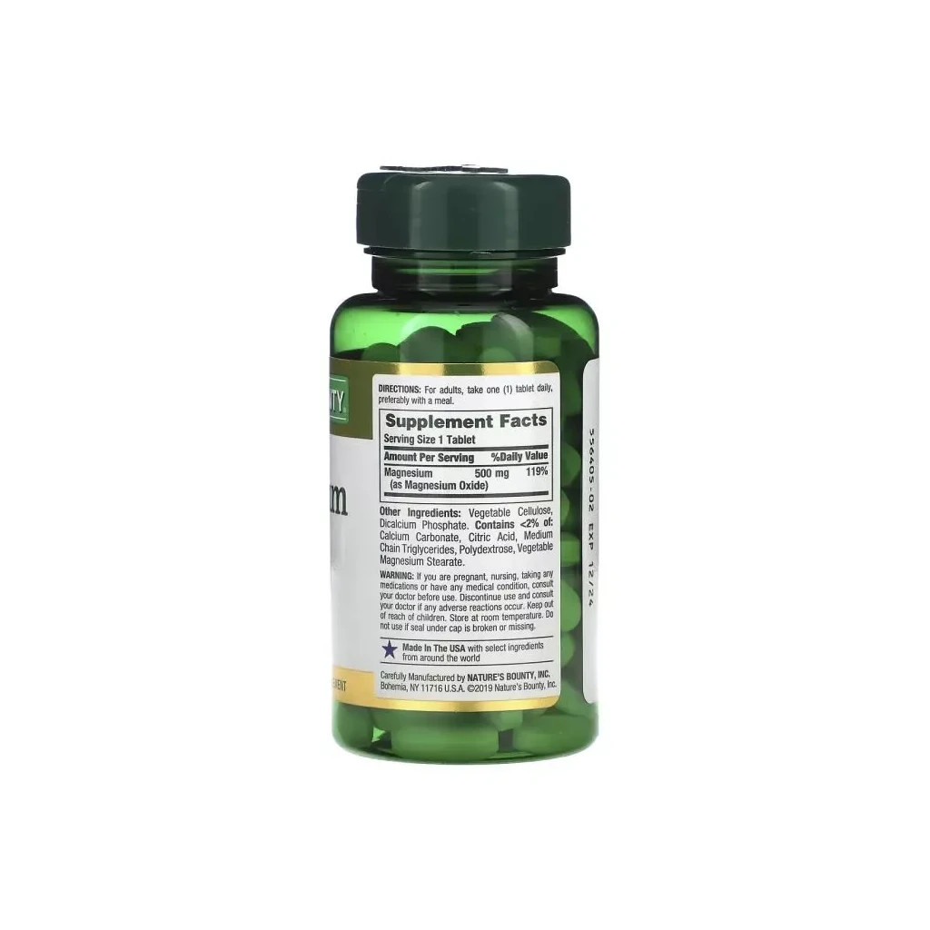 Мінерали Nature's Bounty Магній, 500 мг, Magnesium, 100 каплет (NRT-05535) - зображення 2