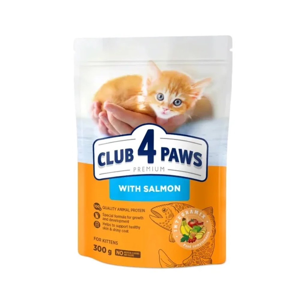 Сухий корм для кішок Club 4 Paws Преміум з лососем для кошенят 300 г (4820269144743) - изображение 1