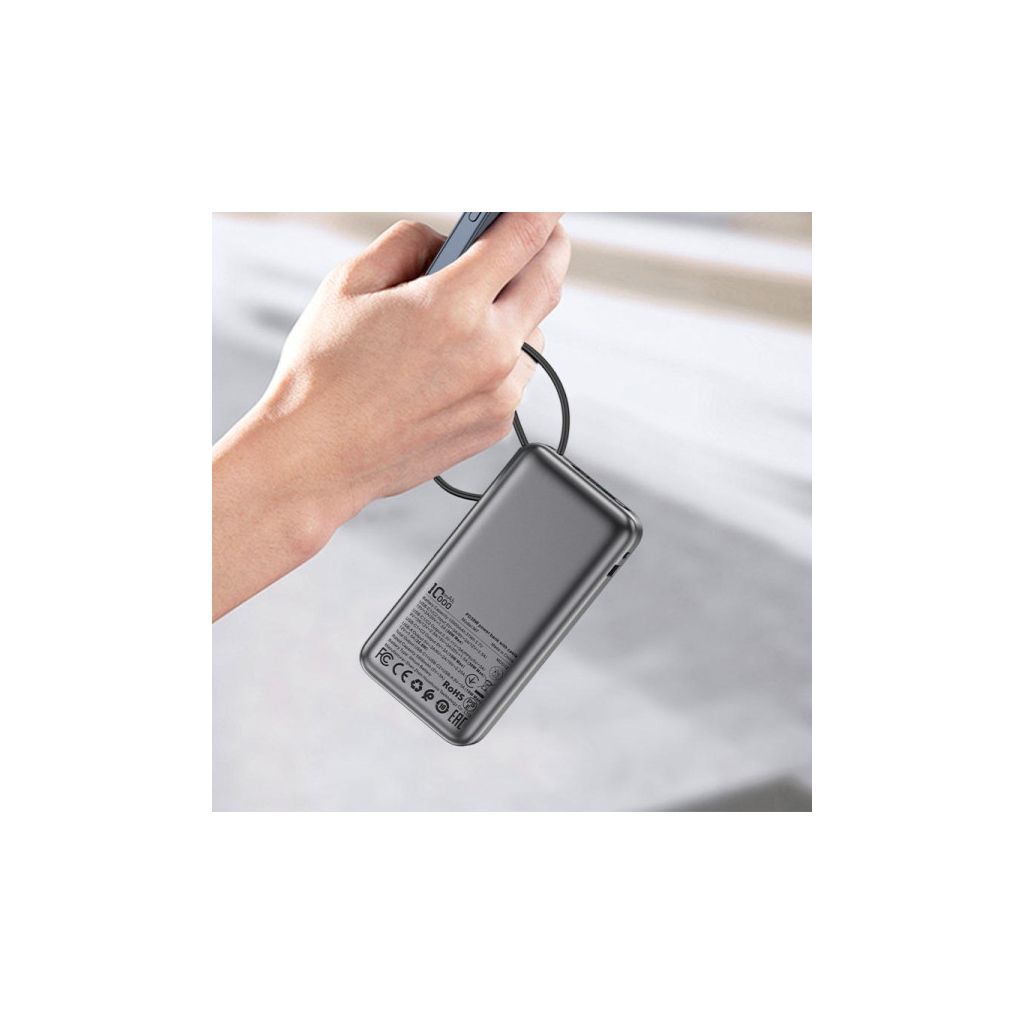 Батарея універсальна Acefast 10000mAh 30W PD, USB-C witch cable, USB-A, Li-Pol, M7 Black (6974316283379) - picture 5