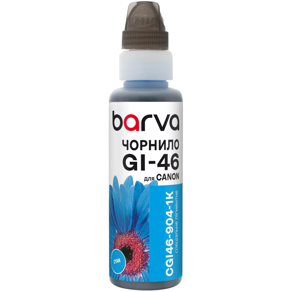 Чорнило Barva Canon GI-46 100 мл, Pigmented cyan, флакон OneKey 1K (CGI46-904-1K) - изображение 1