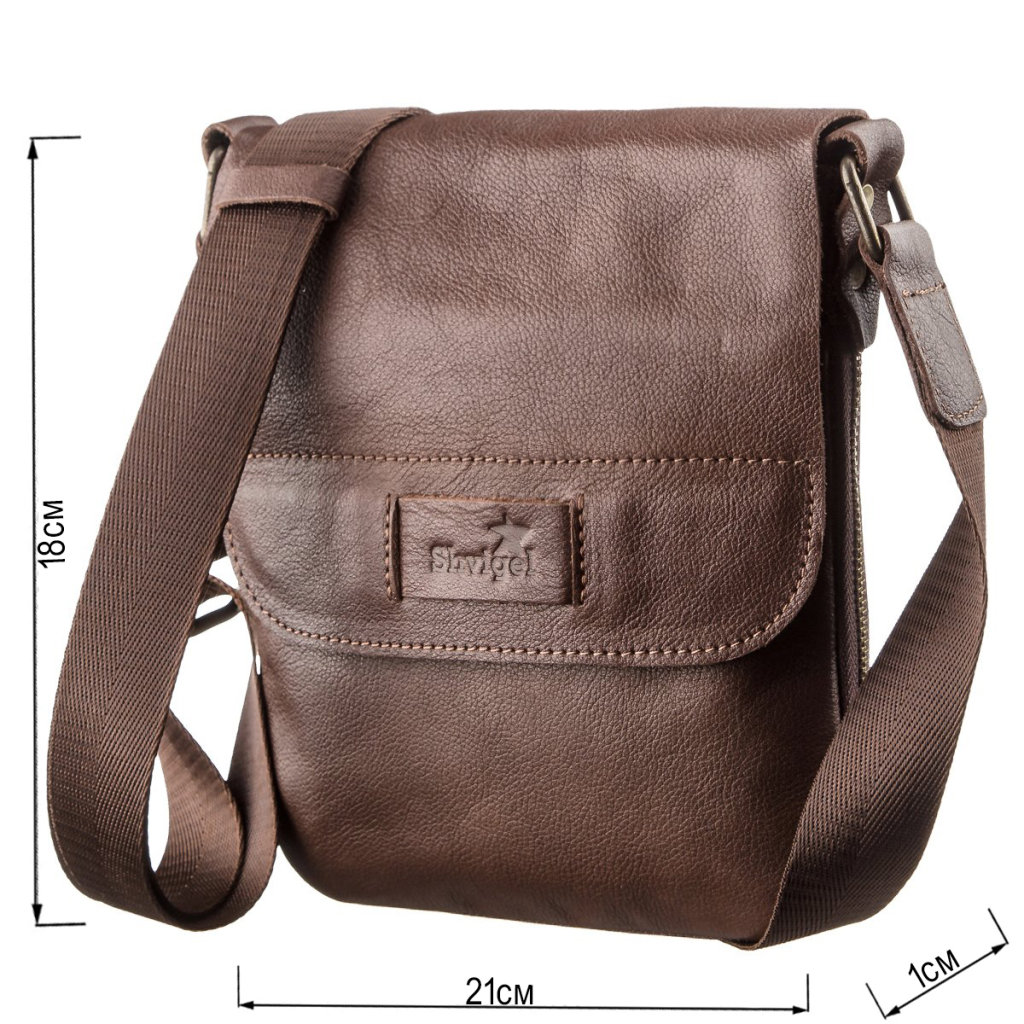 Сумка Shvigel Чоловіча шкіряна Коричнева (19114) - зображення 3