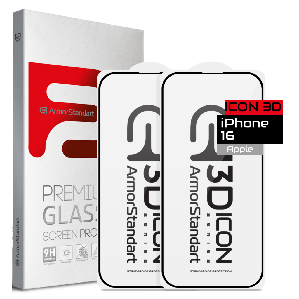 Скло захисне Armorstandart Kit Icon 3D iPhone 16 Black 2 pcs (ARM83511) - зображення 1