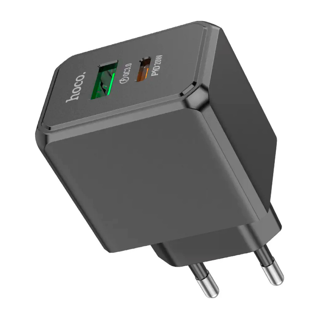 Зарядний пристрій HOCO CS14A Ocean 1xUSB-C PD20W + 1xUSB QC3.0 Black (6942007603898) - зображення 4