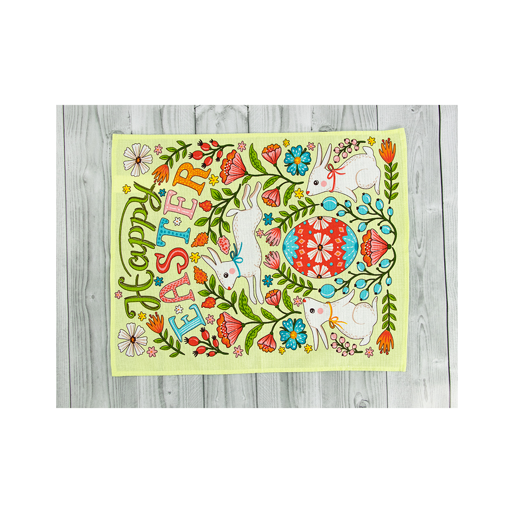 Рушник Руно вафельний набивний Великдень салатовий 45х60 см (205.15_Великдень салатовий_3) - изображение 2