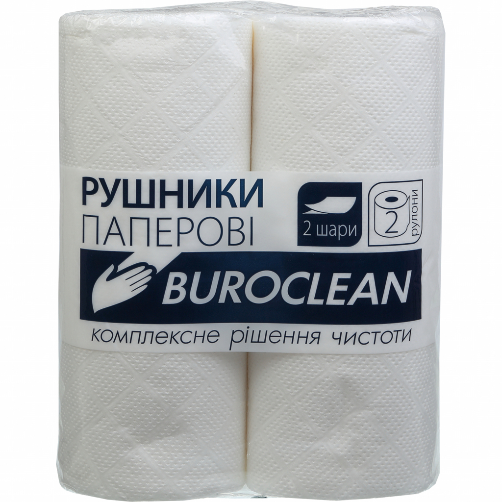 Паперові рушники Buroclean білі 2 шари 2 рулони (4823078910592) - зображення 1