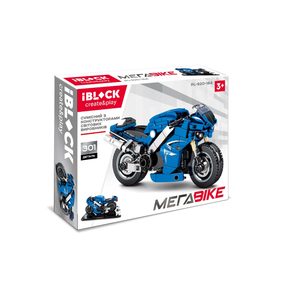 Конструктор iBlock Мега Bike Спортивний мотоцикл синій (PL-920-184) - зображення 1