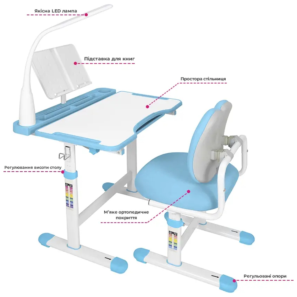 Парта зі стільцем Cubby Vivo Blue - зображення 8